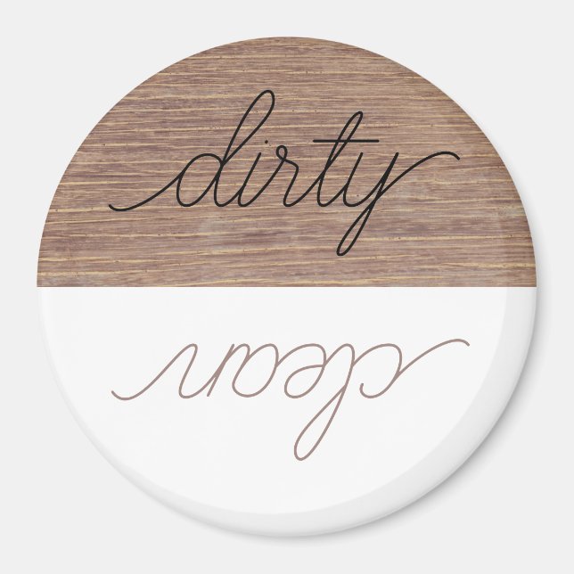 Dishwasher Magnet Dirty Clean Modern Wood (Framsidan)