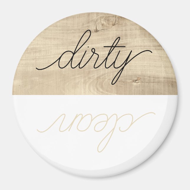 Dishwasher Magnet Dirty Clean Modern Wood (Framsidan)
