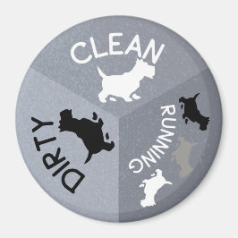 Dishwasher Magnet Grått Hund Clean Dirty Running