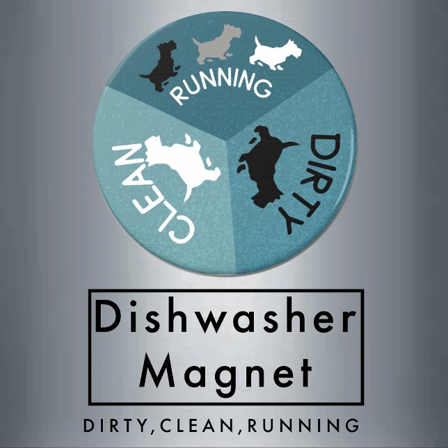 Dishwasher Magnet Pet Hund Running Clean Dirty Aqu (Cute Dog Themed Dishwasher Magnet)