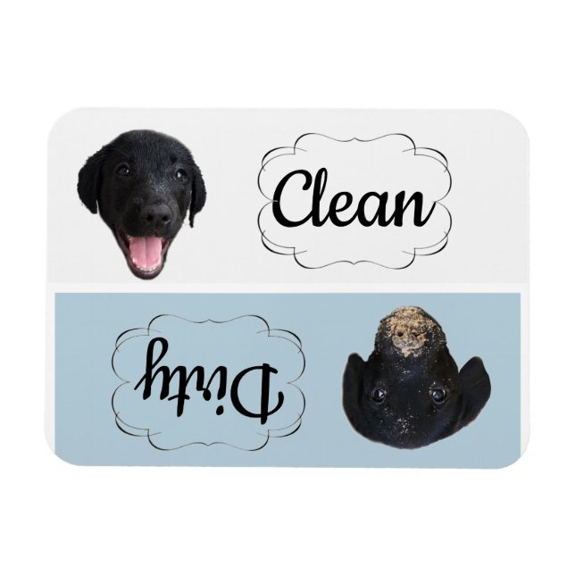 Dishwasher Magnet Svart lab-Clean/Dirty (Horisontell)
