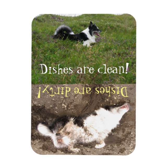 Dishwasher-påminnelse, Rensa eller smutsig, anpass Magnet (Vertikal)
