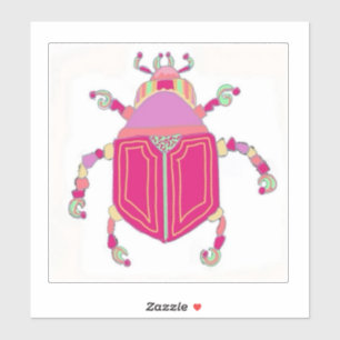 Dishwasher-säker Sticker med Whimsical Rosa Beetle Klistermärken