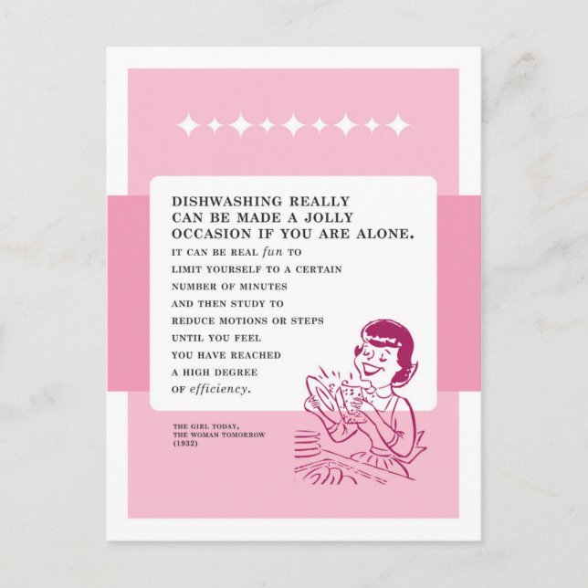 Dishwashing kan vara den roliga vykort (Framsida)