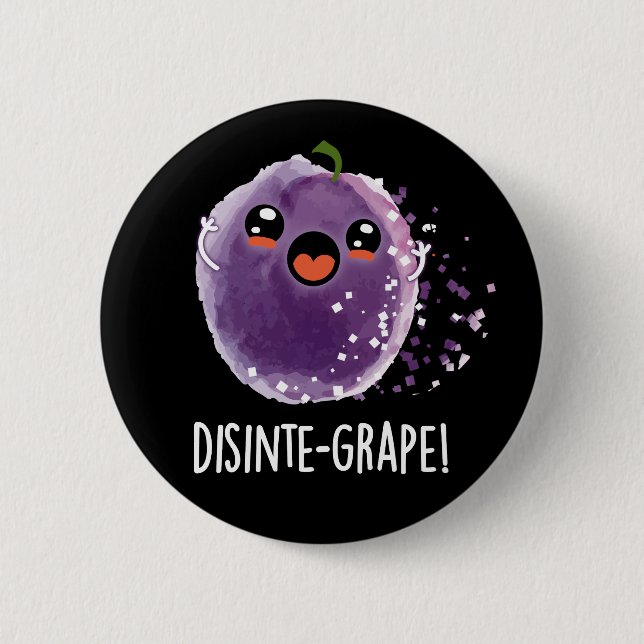 Disinte-vindruva Funny Grape Pun Mörk BG Knapp (Framsida)