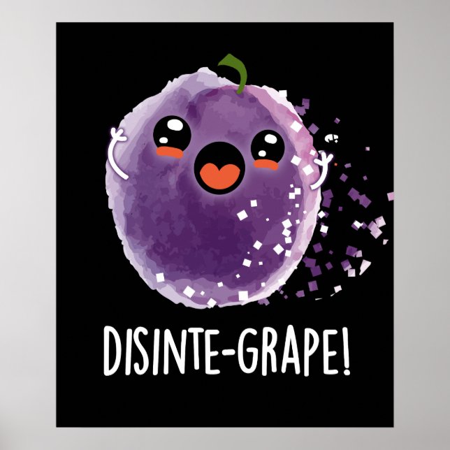 Disinte-vindruva Funny Grape Pun Mörk BG Poster (Framsidan)