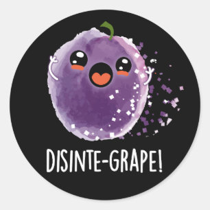 Disinte-vindruva Funny Grape Pun Mörk BG Runt Klistermärke
