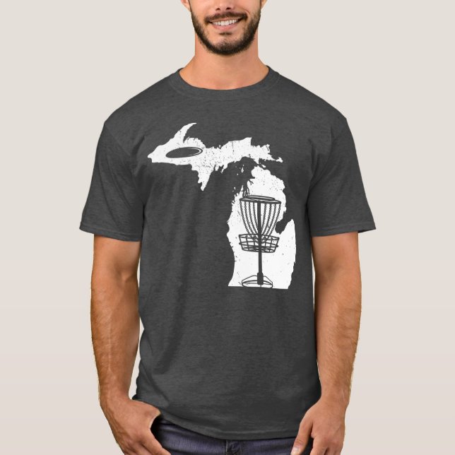 Disk Golf Älskare Coola Michigan Karta Disk Golf G T Shirt (Framsida)
