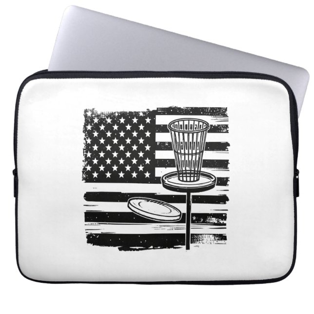 Disk Golf American Flagga Laptop Fodral (Framsidan)
