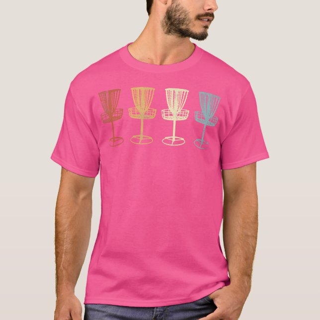 Disk Golf Basket Disted T Shirt (Framsida)