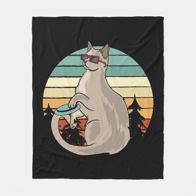 Disk Golf Basket Funny Cat Gift Player Fleecefilt (Framsidan)