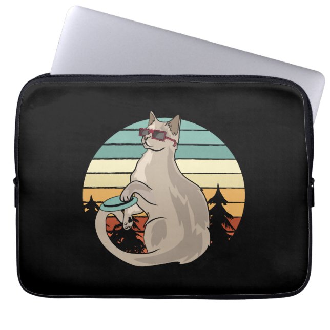 Disk Golf Basket Funny Cat Gift Player Laptop Fodral (Framsidan)