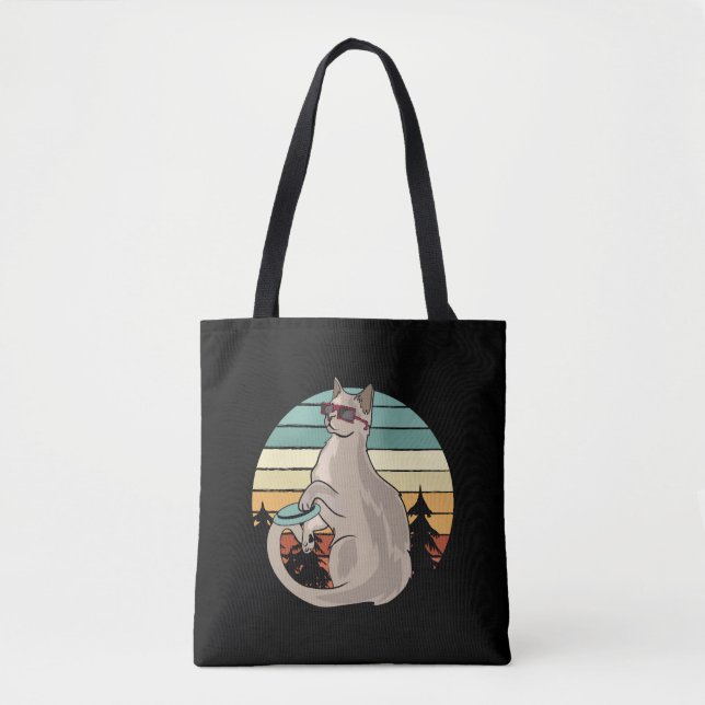 Disk Golf Basket Funny Cat Gift Player Tygkasse (Framsida)