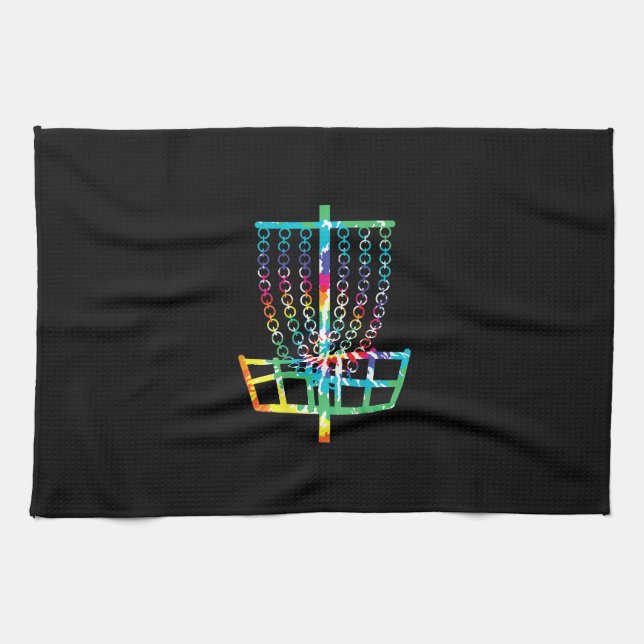 Disk Golf Basket - Hippie Rainbow Gift Kökshandduk (Horisontell)