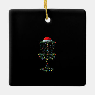 Disk Golf Basket Santa Disk Golf Frisbee Golfer Julgransprydnad Keramik