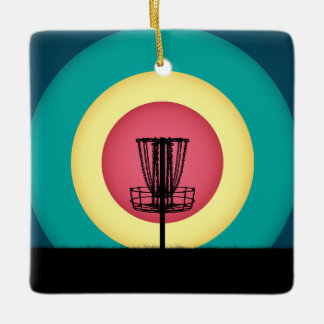 Disk Golf Basket Silhouette Julgransprydnad Keramik