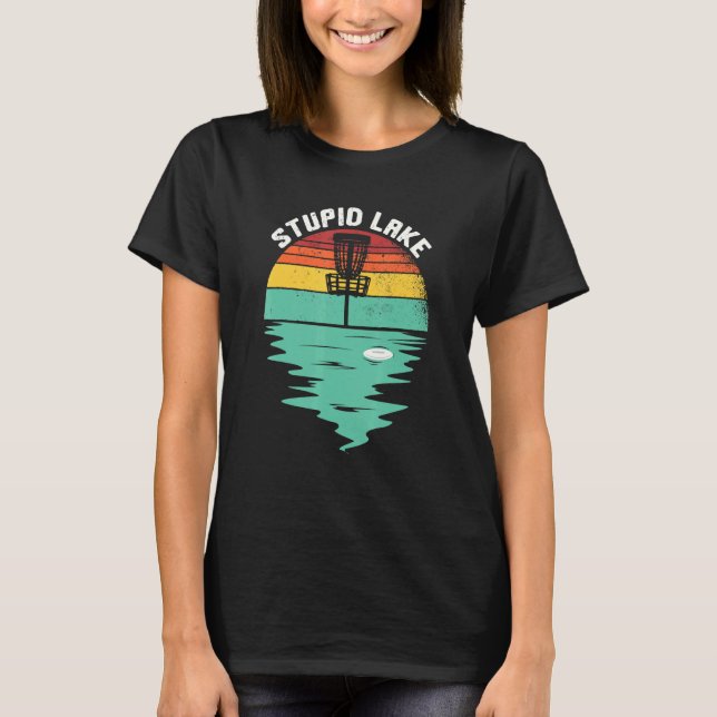 Disk Golf Basket Stupid Sjö Frisbee Frolf Retro D T Shirt (Framsida)