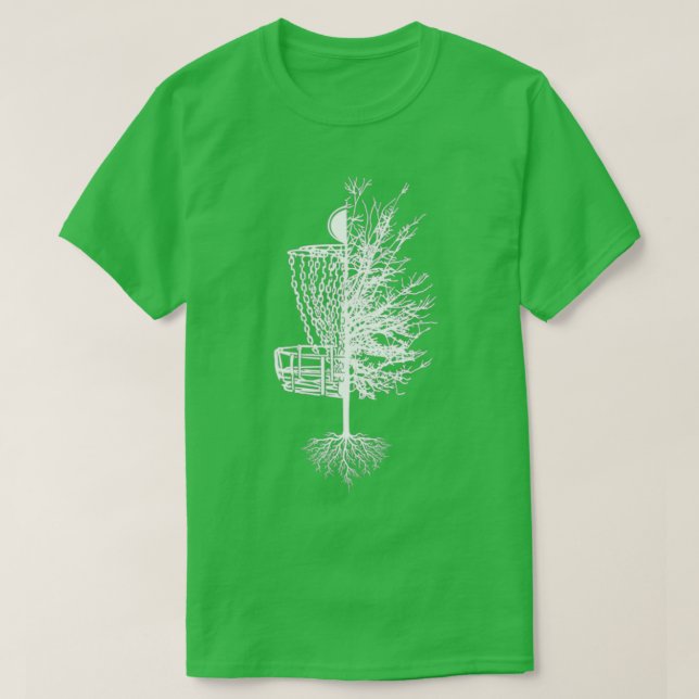 Disk Golf Basket Träd Frisbee Golf Hoodie T Shirt (Design framsida)
