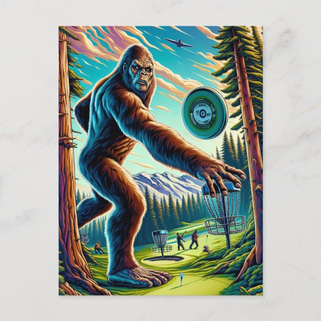 Disk Golf Bigfoot i Skogen Vykort (Framsida)