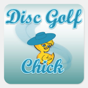 Disk Golf-Chick #3 Fyrkantigt Klistermärke