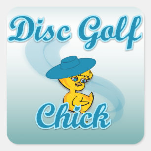Disk Golf-Chick #3 Fyrkantigt Klistermärke