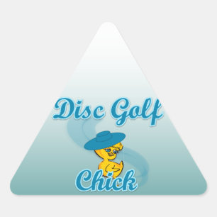Disk Golf-Chick #3 Triangelformat Klistermärke
