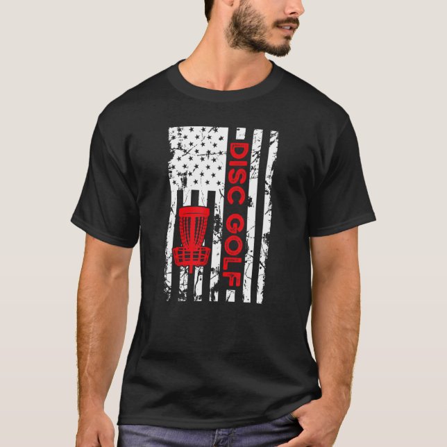 Disk Golf Flagga Basket T Shirt (Framsida)