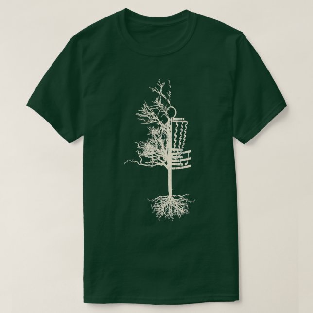Disk Golf Frisbee Basket Träd Funny T Shirt (Design framsida)