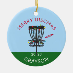 Disk Golf Merry Discmas jul Ceramic Ornamic Julgransprydnad Keramik