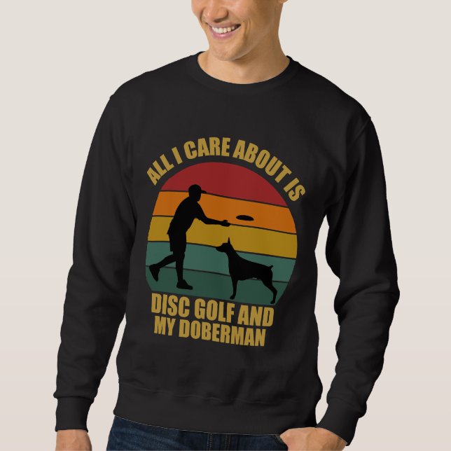 Disk Golf och Doberman Lång Ärmad Tröja (Framsida)