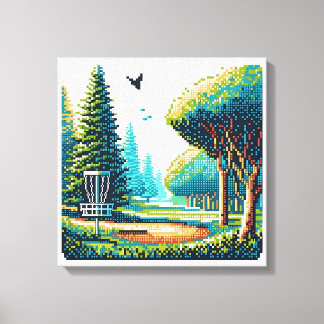 Disk Golf Pixel Art Canvastryck (Framsida)