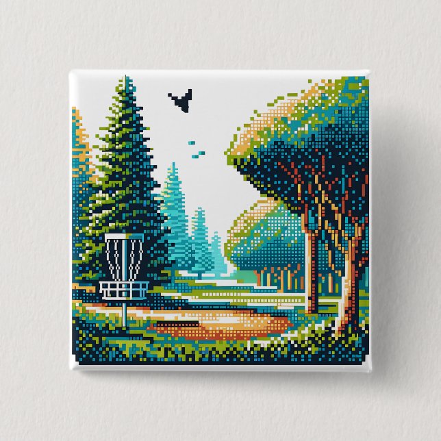 Disk Golf Pixel Art Knapp (Framsida)