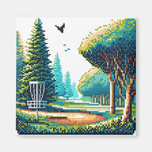 Disk Golf Pixel Art Magnet (Framsidan)