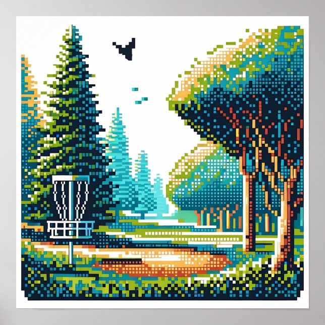 Disk Golf Pixel Art Poster (Framsidan)