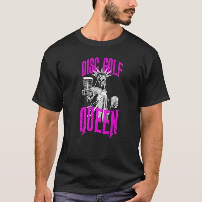Disk Golf Queen Gothic Frihetsgudinnan Skeleton T Shirt (Framsida)