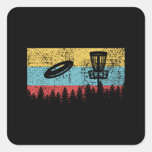 Disk Golf Retro Fyrkantigt Klistermärke