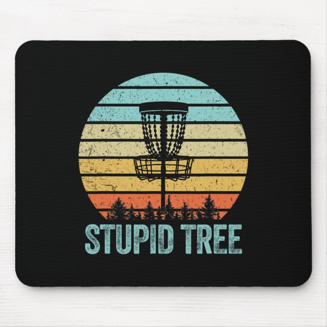 Disk Golf Shirt Funny Stupid Träd Retro Disk Golf Musmatta (Framsidan)