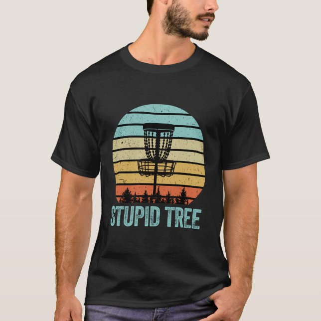 Disk Golf Shirt Funny Stupid Träd Retro Disk Golf T (Framsida)