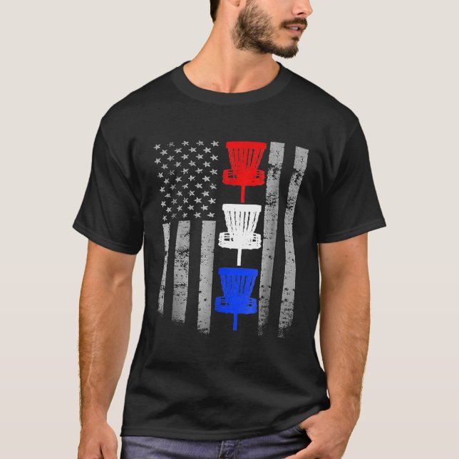 Disk Golf Shirt - Rött vitt blått Disk Golf Flagga T (Framsida)