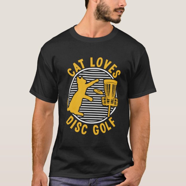 Disk Golf Sport Frisbee Cat Player Flies Disk Bas T Shirt (Framsida)