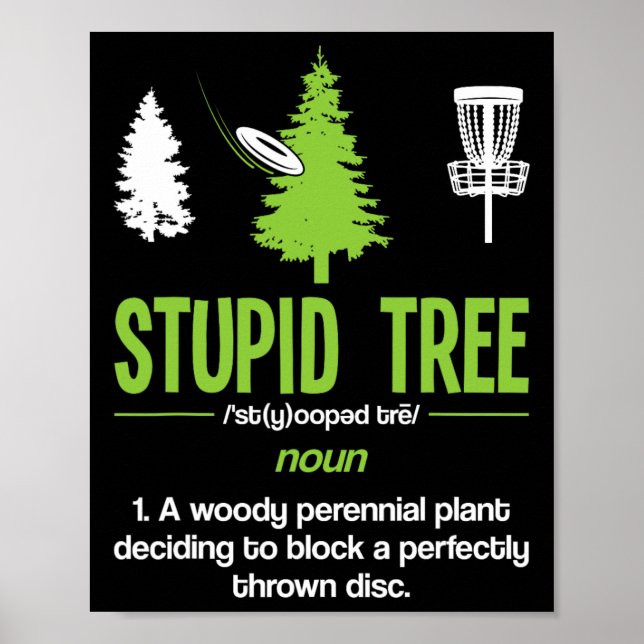 Disk Golf Stupid Träd Noun Dictionary Gift Midrang Poster (Framsidan)