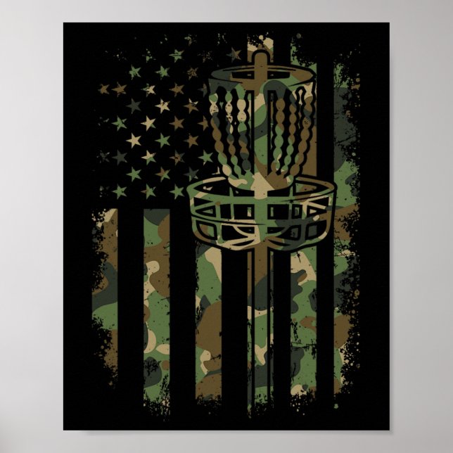 Disk Golf US Flagga Flagga Disk Basket US Flagga D Poster (Framsidan)