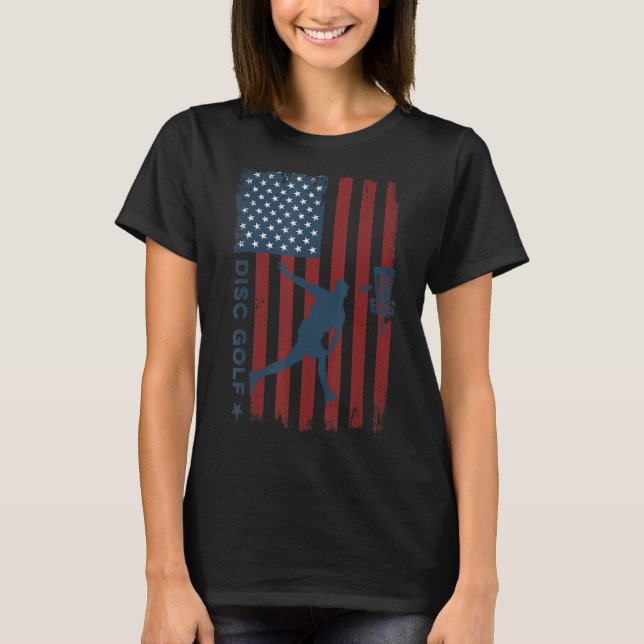 Disk Golf Usa American Flagga Disk Golf Player Man T Shirt (Framsida)
