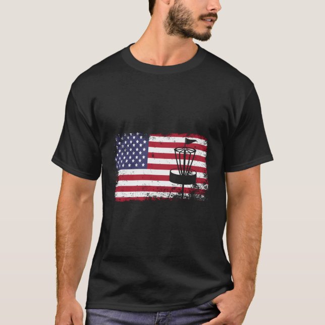 Disk Golf USA flagga Disk Golf T Shirt (Framsida)