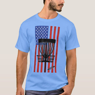 Disk Golf Vintage Distress American Flagga 4:e av T Shirt