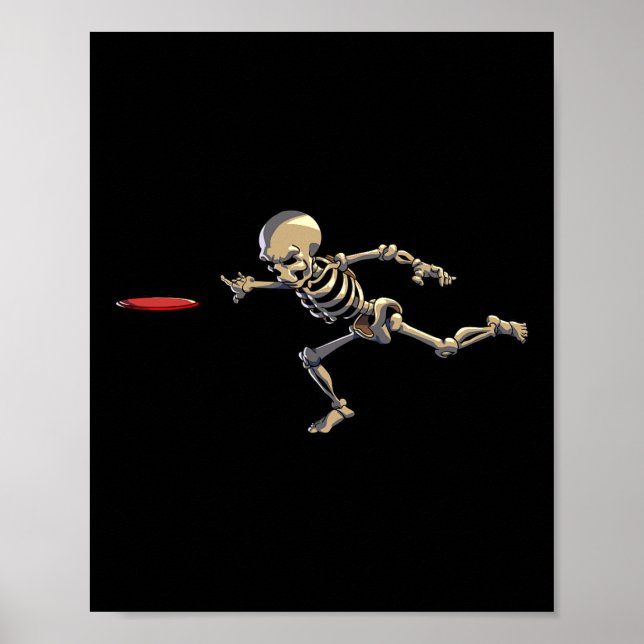Disk Golfing Skeleton Halloween Manar Disk Golf Ha Poster (Framsidan)