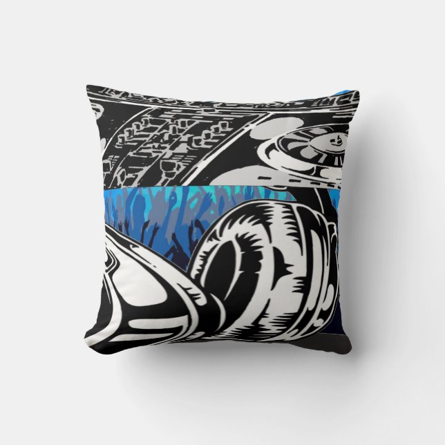 Disk Jockey Blue och Red Pillow Kudde (Framsida)