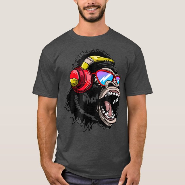 Disk Jockey DJ Monkey Ape Gorilla Tee Gift (Framsida)