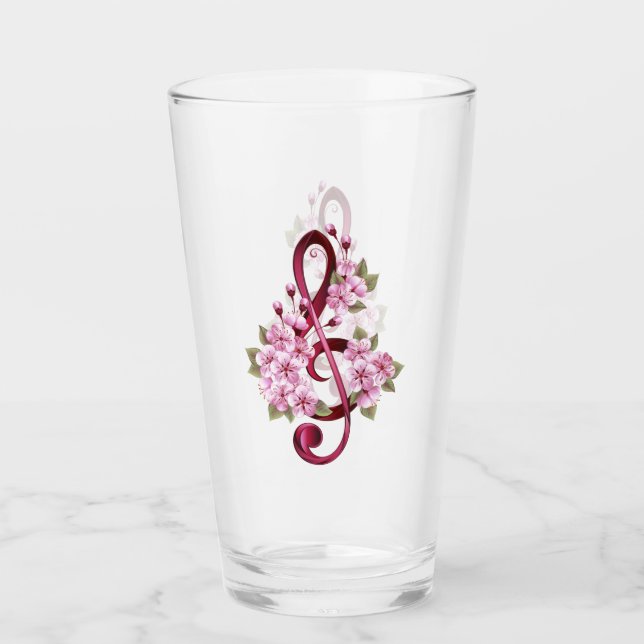 Diskantnoter med Sakura-blommor Glaskopp (Framsida)