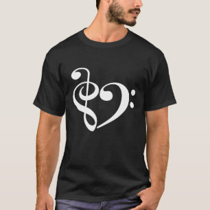 Diskantnyckel Basnyckel Musikalisk Hjärt Musiker S T Shirt